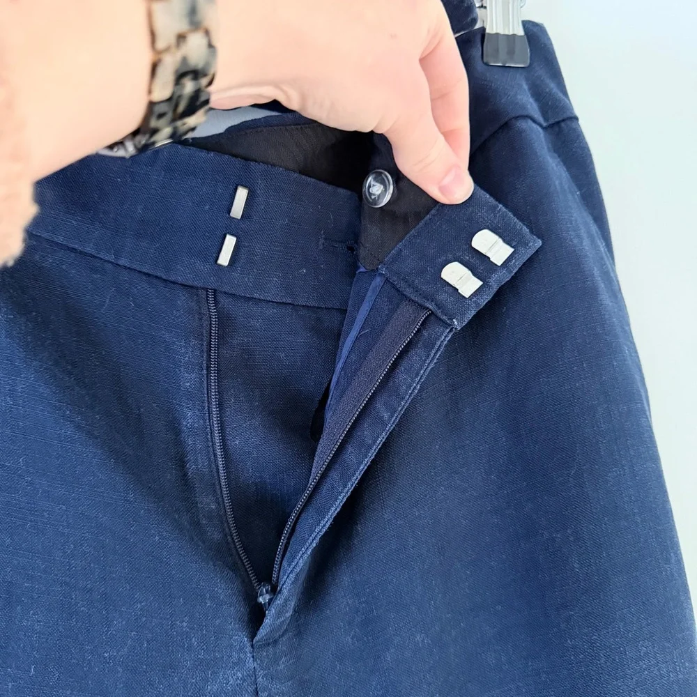 Banana Republic Navy Blue Tie Waist Trousers
